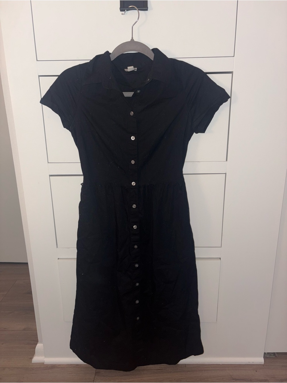 J. Crew Classic Black Button-Front Shirt Dress